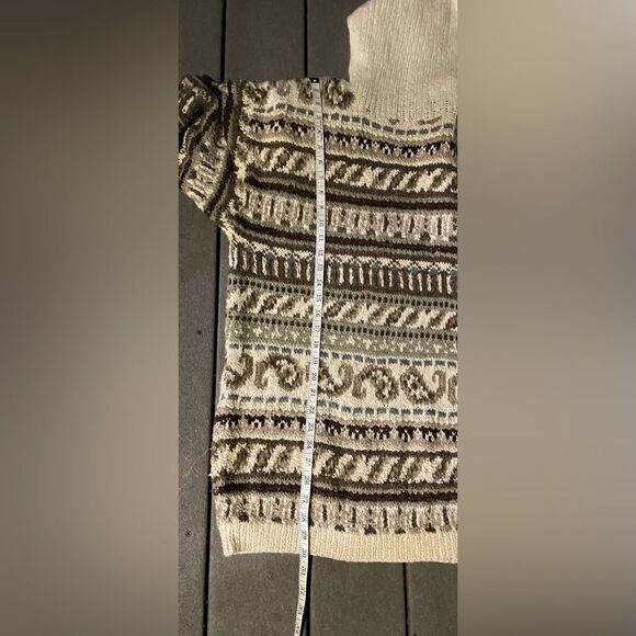 Rare Vintage Liz Claiborne Hand Knit Wool Blend Turtleneck Neutral Sweater SZ L - Picture 7 of 7